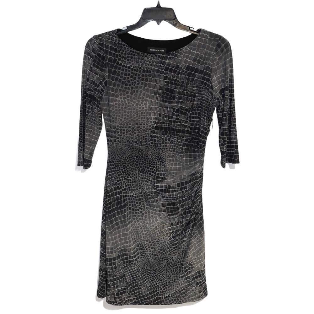 Jones New York Dress Women’s Size 10 Black Gray 3/4 Sleeve